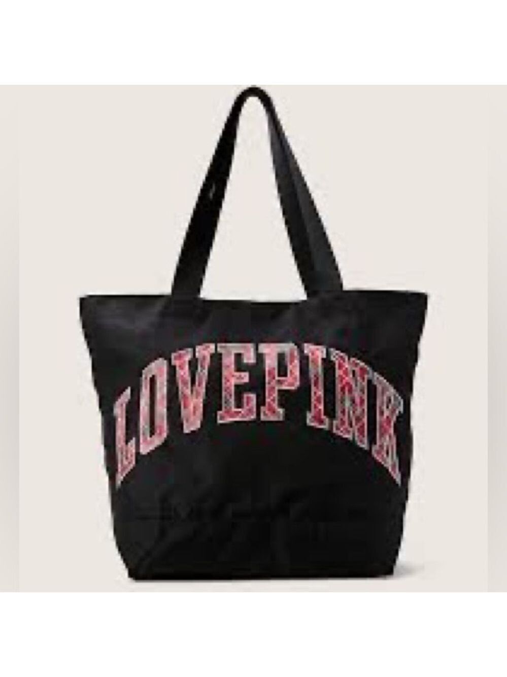 NWT Pink Victorias Secret LovePink Weekender Canvas Black Red Plaid Tote Bag